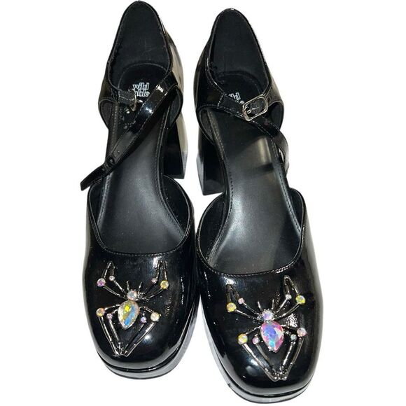 Wild fable black faux patten leather platform chunky re vamped heels!!! - Picture 4 of 11